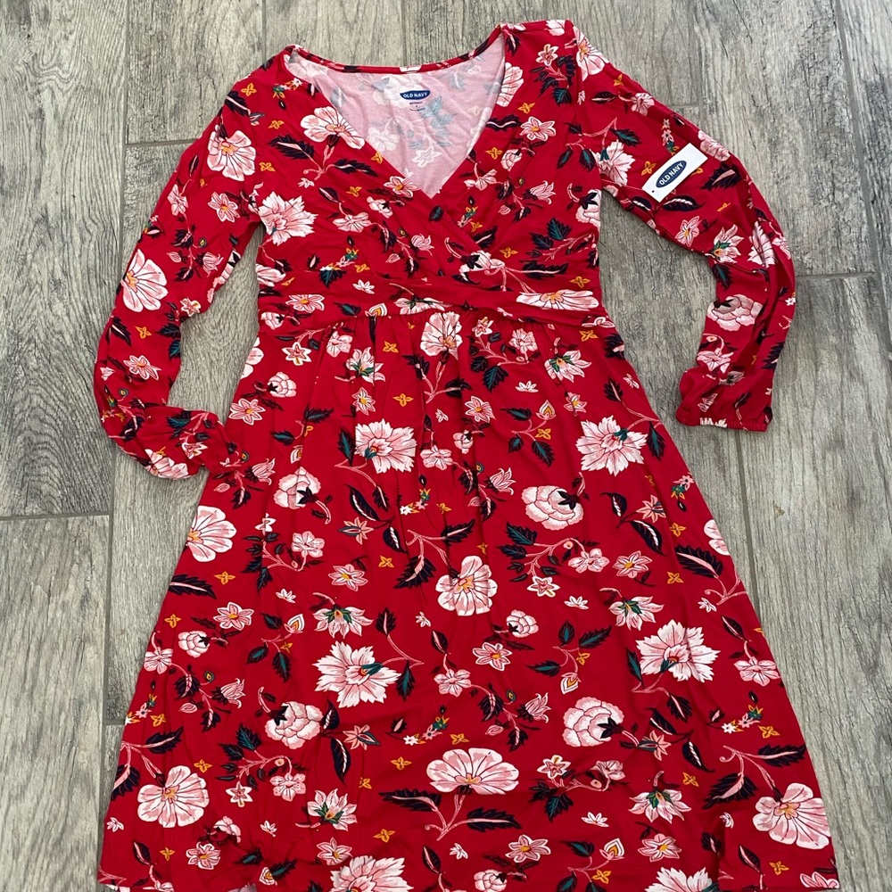 Maternity Red Floral Spring Dress